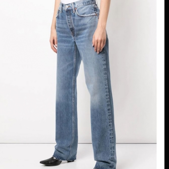 RE/DONE Size 28 90's High Rise Button Fly Wide Raw Hem Jeans Vintage
